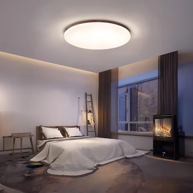 Walnut wood Flush Mount, Modern Minimalism Wabi-sabi, Ultrathin eye protection Ceiling light for Living room, Study, Bedroom - Image 3