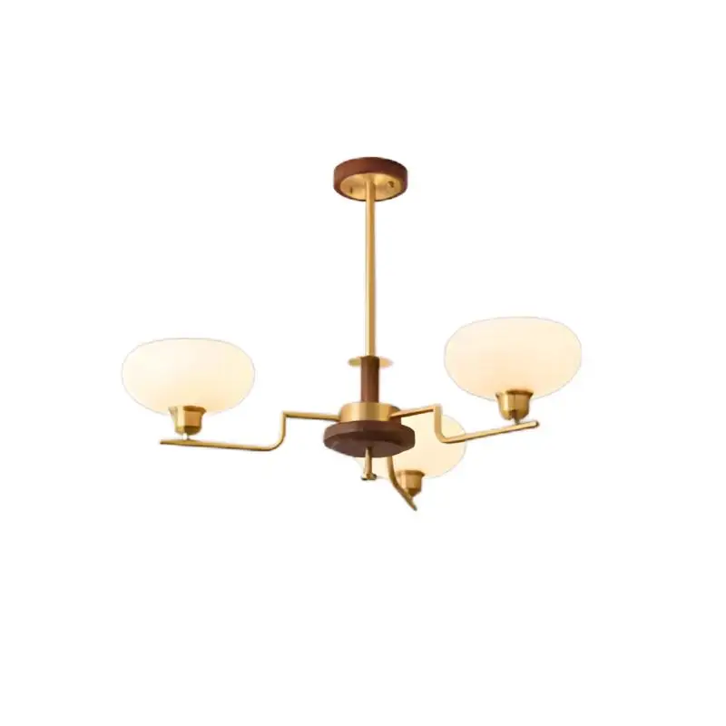 Walnut Wood Glass Brass, Wabi-sabi Modern Vintage style, chandelier lights for Living room, Bedroom, dining room, study - Image 6