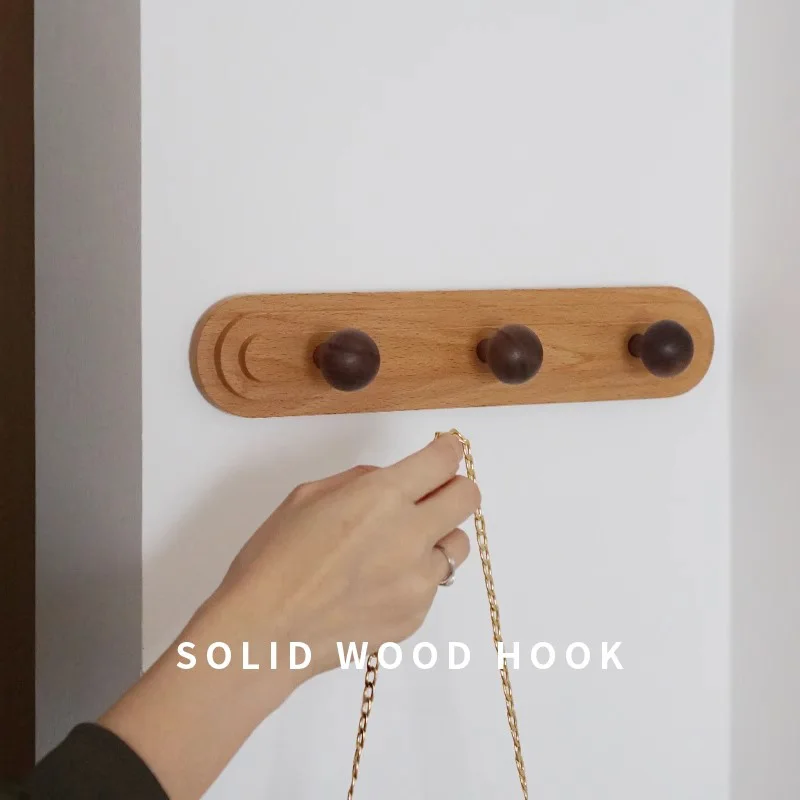 Walnut wood solid mushroom shape No holes, Minimalist wabi-sabi, Bag key Card Coat Cap, Wall Storage hook for bedroom, entrance - Image 2