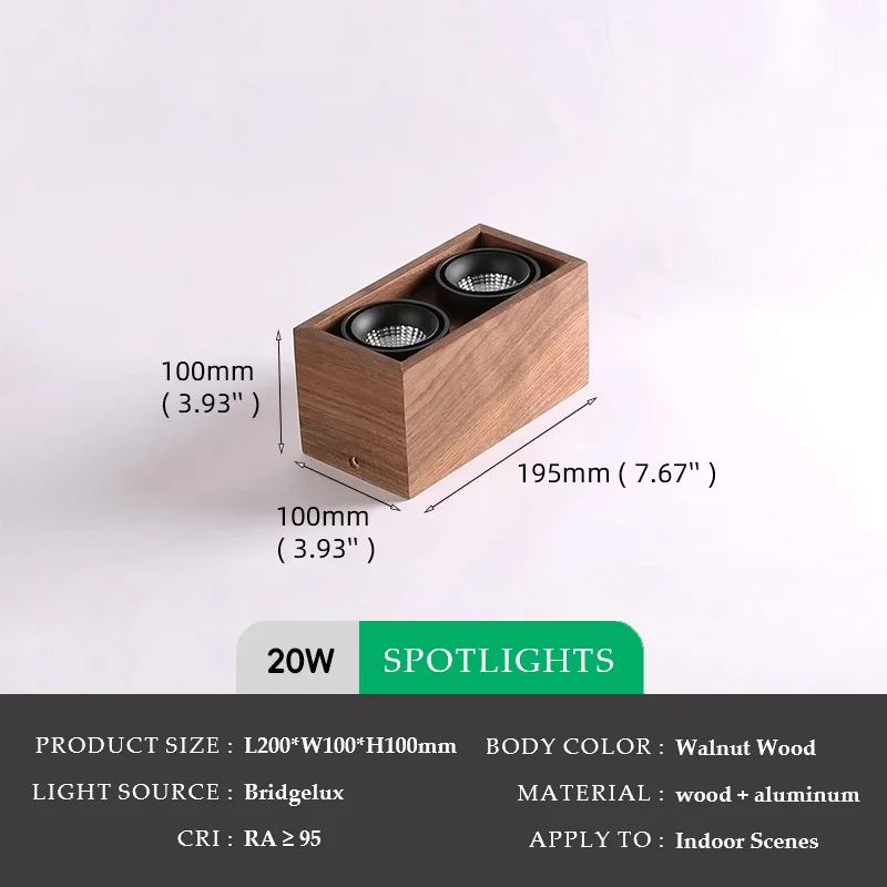 Walnut Wood Square Box, Simple Modern Wabi-sabi style, Spotlights and downlights for Bedroom, Bedside, Living, Dining Room - Image 12