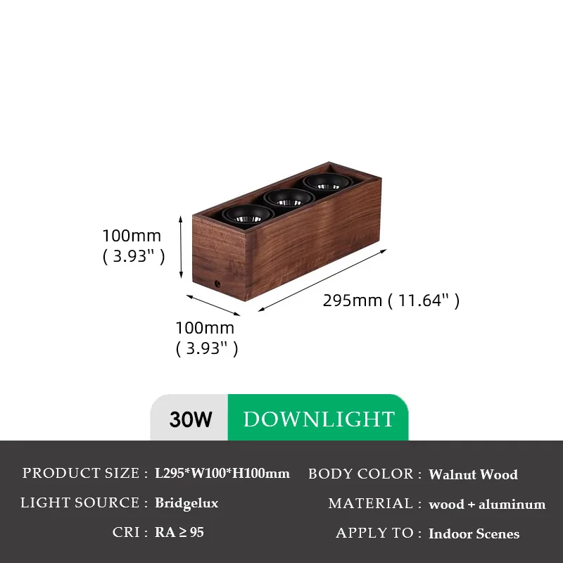 Walnut Wood Square Box, Simple Modern Wabi-sabi style, Spotlights and downlights for Bedroom, Bedside, Living, Dining Room - Image 14