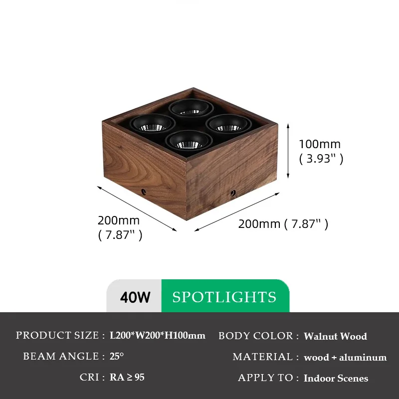 Walnut Wood Square Box, Simple Modern Wabi-sabi style, Spotlights and downlights for Bedroom, Bedside, Living, Dining Room - Image 17