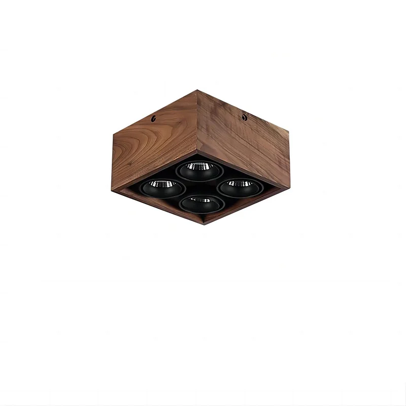 Walnut Wood Square Box, Simple Modern Wabi-sabi style, Spotlights and downlights for Bedroom, Bedside, Living, Dining Room - Image 6
