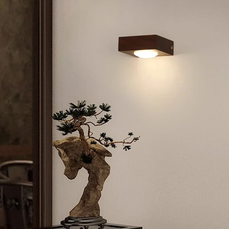 Walnut Wood Wall Light, Wabi-sabi Modern style, Wall Sconce lighting for Bedroom, Bedside, Living, Dining Room, Showcase - Image 3
