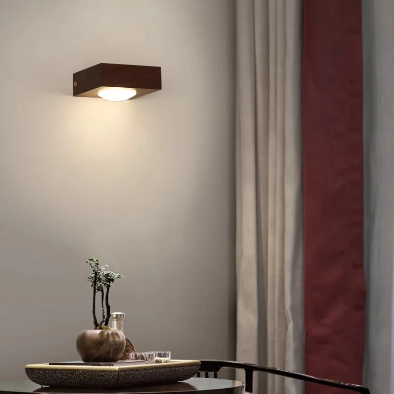 Walnut Wood Wall Light, Wabi-sabi Modern style, Wall Sconce lighting for Bedroom, Bedside, Living, Dining Room, Showcase - Image 4
