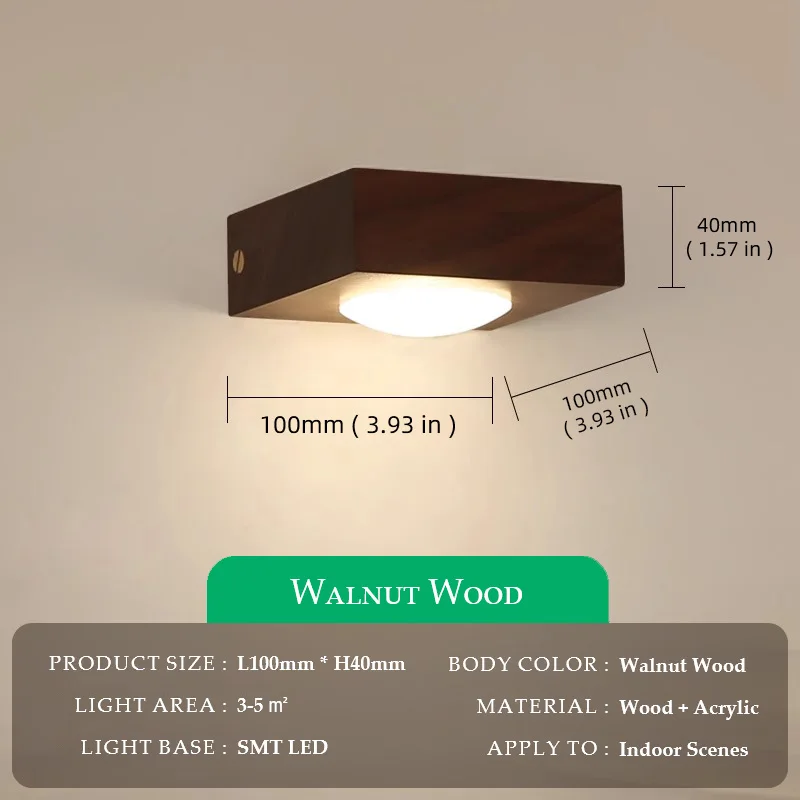 Walnut Wood Wall Light, Wabi-sabi Modern style, Wall Sconce lighting for Bedroom, Bedside, Living, Dining Room, Showcase - Image 7