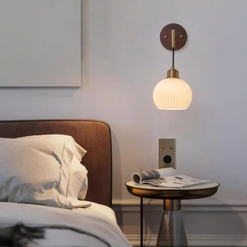 Walnut Wood Wall light, Wabi-sabi Modern style, Wall Sconces for Bedroom, Living, Corridor, Aisle balcony, Entrance Hall - Image 4