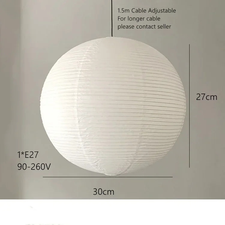 Washi Paper Pendant Lights Round Suspension Chandelier Hanging Lamp for Living Room Bedroom - Image 11