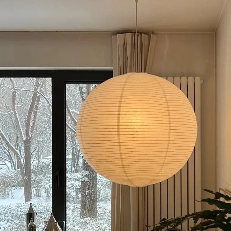 Washi Paper Pendant Lights Round Suspension Chandelier Hanging Lamp for Living Room Bedroom - Image 2