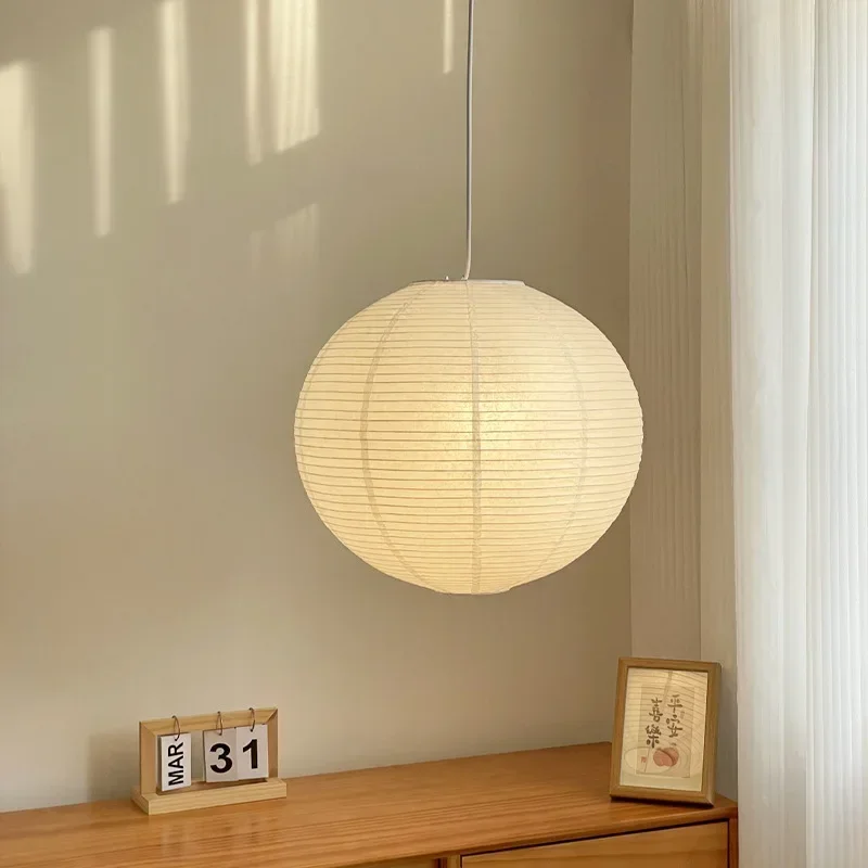 Washi Paper Pendant Lights Round Suspension Chandelier Hanging Lamp for Living Room Bedroom - Image 3