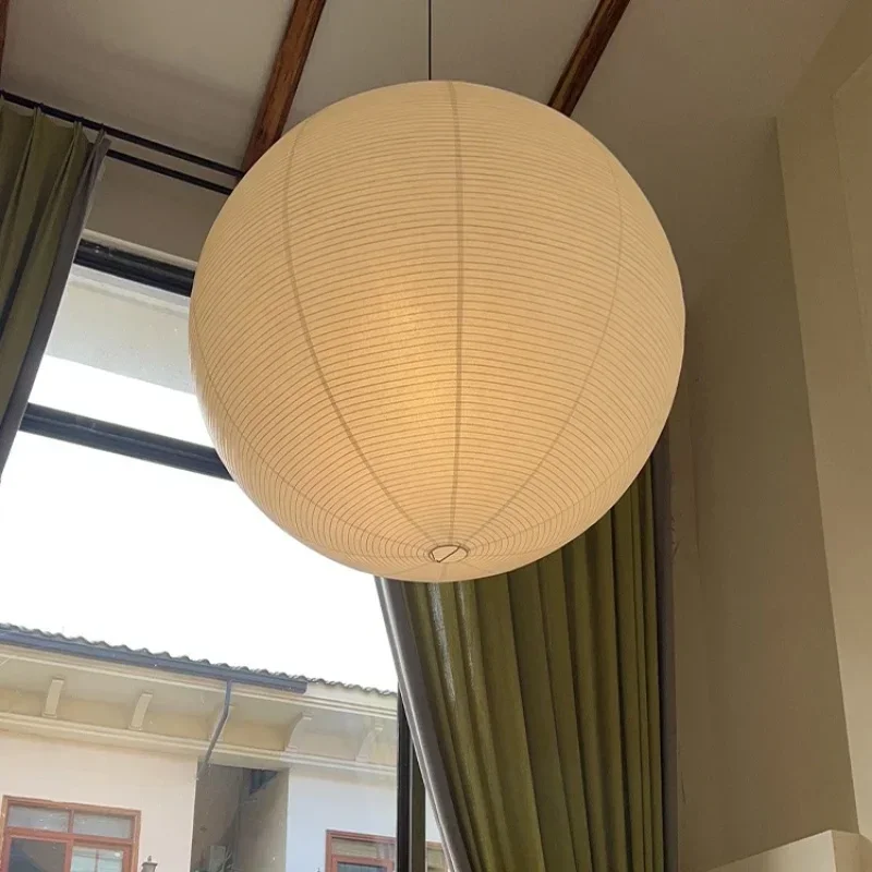 Washi Paper Pendant Lights Round Suspension Chandelier Hanging Lamp for Living Room Bedroom - Image 5