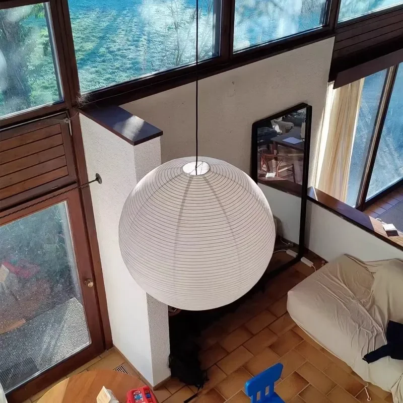Washi Paper Pendant Lights Round Suspension Chandelier Hanging Lamp for Living Room Bedroom - Image 6
