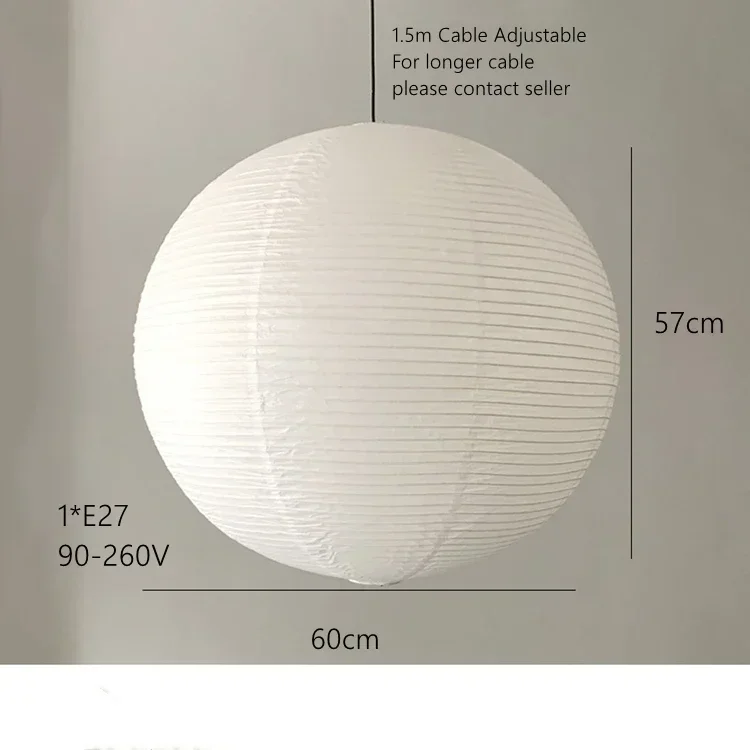 Washi Paper Pendant Lights Round Suspension Chandelier Hanging Lamp for Living Room Bedroom - Image 8