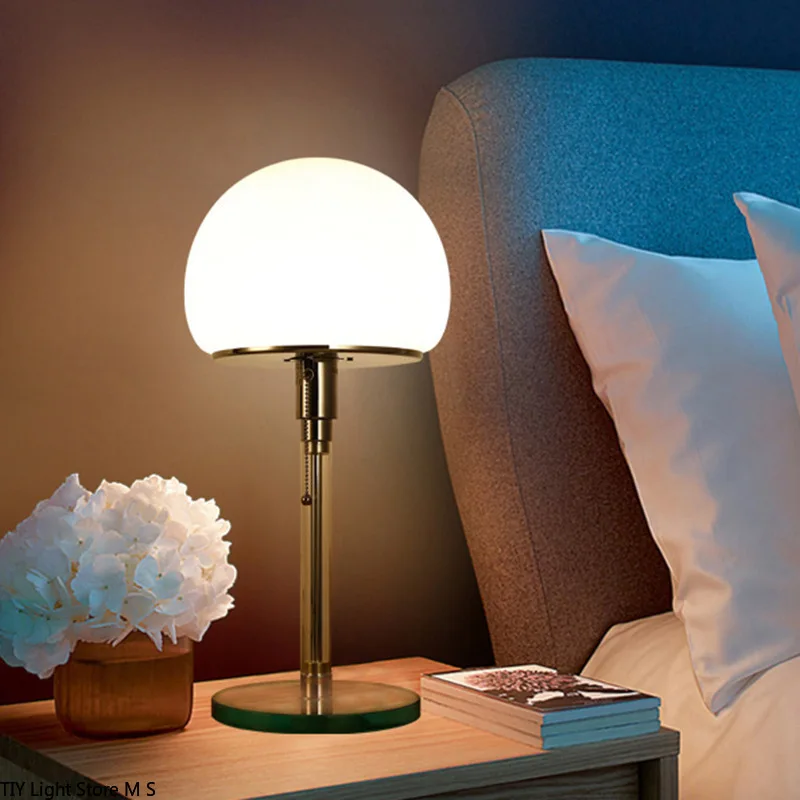 Wilhelm Wagenfeld Nordique Designer Bauhaus LED lampe de table design verre lampe de bureau chambre en acier inoxydable luminaires lampes de table - Image 2
