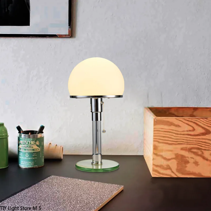 Wilhelm Wagenfeld Nordique Designer Bauhaus LED lampe de table design verre lampe de bureau chambre en acier inoxydable luminaires lampes de table - Image 3