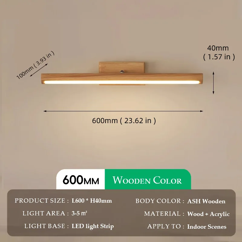 Wooden Mirror headlight, Wabi-sabi Modern Vintage style, wall light for Bathroom, Bedroom, dining room, Study lighting - Image 11