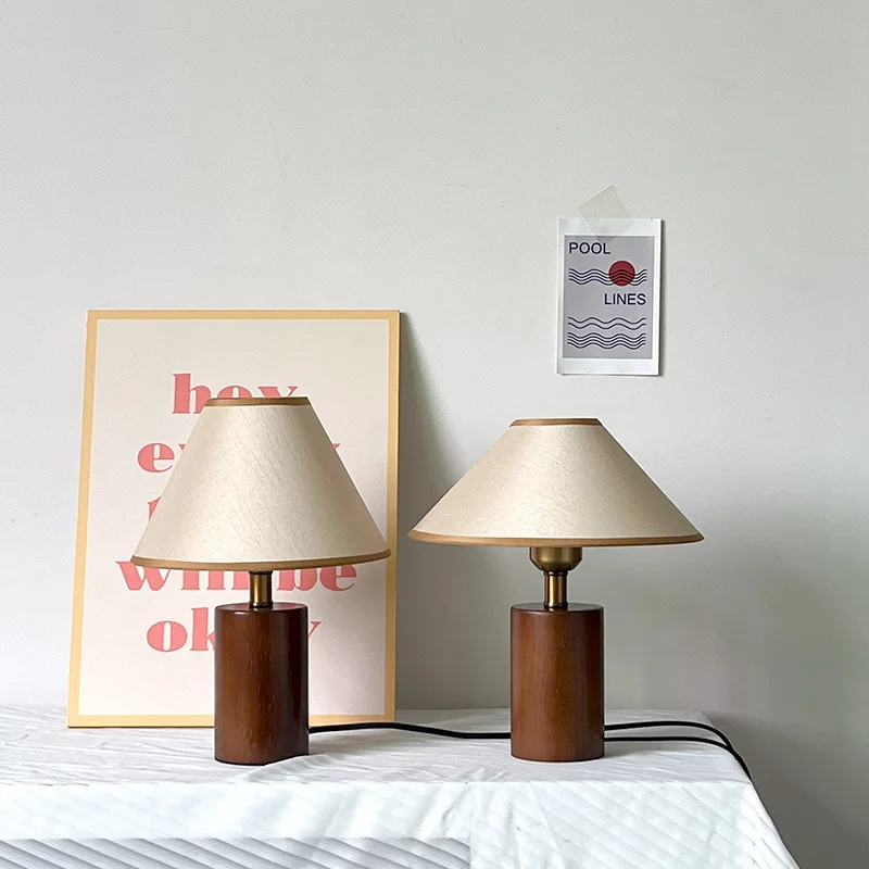 ZK50 rétro lampe de Table plissée décoration de bureau veilleuse étudiant chambre lit éclairage tête lampe en bois massif E27 - Image 2